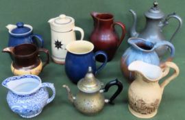 Parcel of various stoneware jugs, pewter teapot etc All in used condition, unchecked