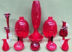 Parcel of various ruby coloured glassware All in used condition, unchecked