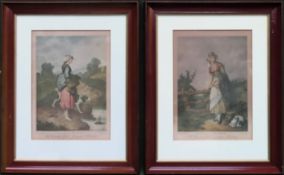 Pair of F. Bartolozzi early 20th century colour engravings - The Country Girl - Going to Market &