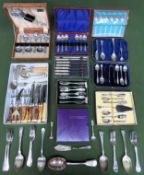Quantity of silver plated flatware, 2006 Queen Elizabeth proof coin, etc all used and unchecked