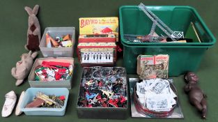 Quantity iof various vintage toys, models, Thunderbirds trade cards, etc all used and unchecked