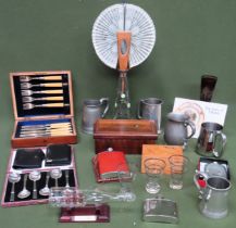 Mixed lot including cased flatware, tankards, storage boxes, All in used condition, unchecked