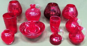 Parcel of various ruby coloured glassware All in used condition, unchecked