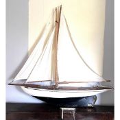 Hand built model of "Olympic" pond yacht, Circa 2005, Hull Length approx 104cm and mast height