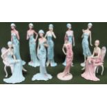 Quantity of various Art Deco style figurines. Largest Approx. 34cms all used and unchecked