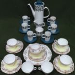 Crown Clarence 1970's coffee set, plus gilded tea ware. Approx. 30+ pieces all used and unchecked
