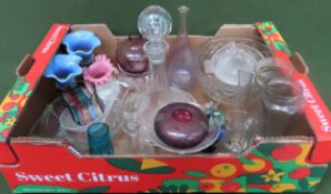 Parcel of various coloured and other glassware Inc. Caithness, Isle of Wight, ships decanter, etc
