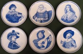 Set of 6 Delft Blauw blue and white ceramic plates. Approx. 17cms D appear reasonable used condition