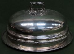 Large oval Silver plated meat cover, plus Mappin and Webb oval tray. Cover approx 27cm H, Tray