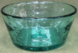 Whitefriars emerald coloured bubble glass bowl, Approx. 21cm Diameter Reasonable used condition