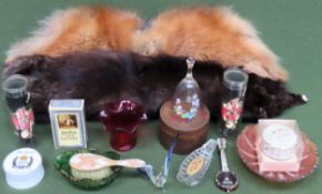Mixed lot including fur stole, ceramics, glassware, treen etc All in used condition, unchecked