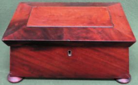 Late 19th/Early 20th century Mahogany sarcophagus sectional stoage box. 13cm H x 31cm W x 26cm D