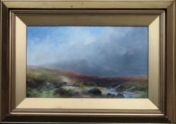 J. Shaw, Victorian gilt framed Oil on canvas depicting a Scottish highland mountain scene. Approx.
