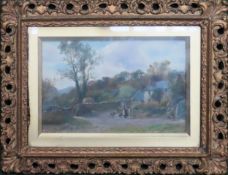 Peter Buchanan, 19th century gilt framed oil on board depicting a figure with hens