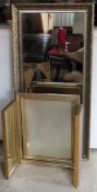 20th century gilded wall mirror, plus thee fold dressing mirror