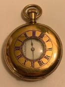 DOUBLE GOLD PLATED WALTHAM USA HALF HUNTER POCKET WATCH