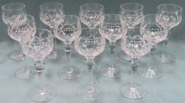 Set of 12 stemmed hock glasses, approx. 18cms H