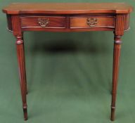 20th century Mahogany serpentine fronted two drawer hall table. Approx. 74cm H x 81cm W x 36cm D