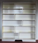 Set of large sectional Art Deco style painted open bookshelves. Approx. 181 x 153 x 91cms