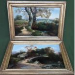 George Turner (1847 - 1910) pair of Victorian gilt framed oil on canvases