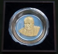 Sterling Silver relief decorated Limited Edition "The Churchill Centenary Trust Plate" dated 1974.