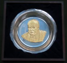Sterling Silver relief decorated Limited Edition "The Churchill Centenary Trust Plate" dated 1974.