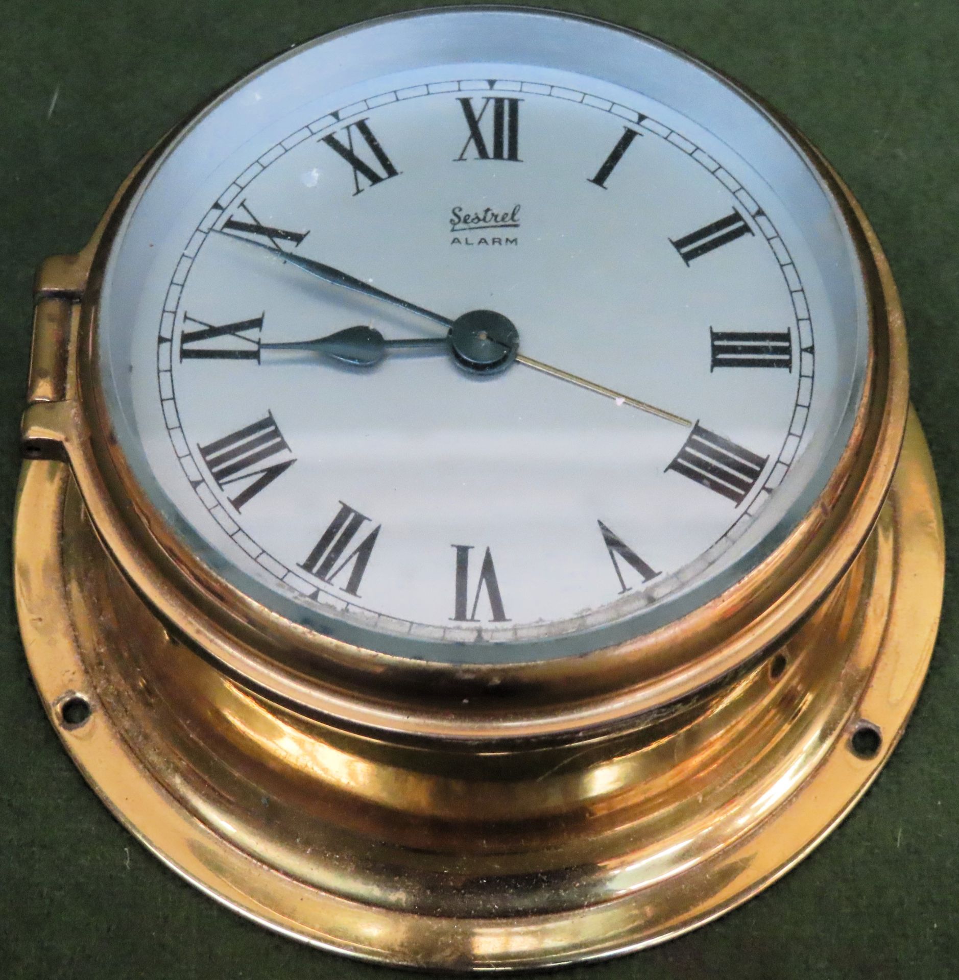 Vintage wooden cased brass farenheit's thermometer/barometer, plus 20th century sextral alarm clock - Image 2 of 2