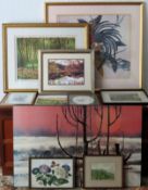 Quantity of various mostly framed pictures and prints, some pencil signed