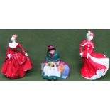 Three various Royal Doulton glazed ceramic figures Inc. Silks & Ribbons, Christmas Day, & Fragrance