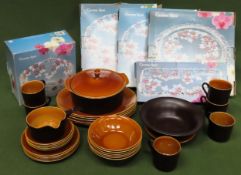 Quantity of Myott dinnerware, plus boxed Carmen Rose glassware