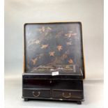 A Japanese laquer jewellery box c. 1920 37 x 30 x 17cm, together with a Japanese laquer tea tray.