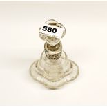 An antique etched glass and .800 silver dressing table bottle, H. 21cm.