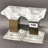 A pair of hallamrked silver and crystal candle holders inset for various candle diameters, 13.5 x