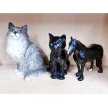 A Beswick porcelain cat, H. 20.5cm, together with a Beswick porcelain horse (A/F to ear) and a
