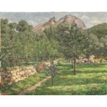 Peter Sullivan: An impressionist style oil on canvas titled verso 'Lemon grove at Monti, near