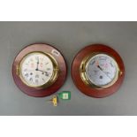 A wall mounted S. E. Wills Admirality style wall clock and barometer, Dia. 26cm.