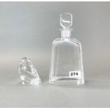An Orrefors Swedish cut crystal decanter (signed to base) H. 25cm, together with a Hadelaid signed