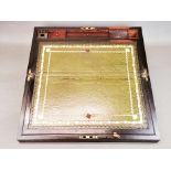 A 19th century brass inlaid and rosewood veneered writing slope, 50 x 25 x 15cm.