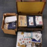 A leather case and extensive stamp contents.