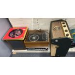 A Dansette vintage portable record player, together with a further record system.