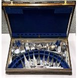 An oak cased 1970's stainless steel cutlery set.