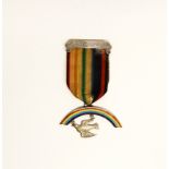 An unusual enamelled sterling silver rainbow peace medal.