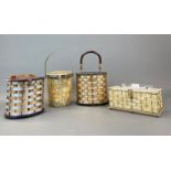 A group of four 1950's lucite handbags, widest W. 22cm (unfortunately, badly stored, resulting in