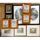 A quantity of framed antique prints, largest frame size 47 x 31cm.