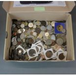 A box of mixed coins.