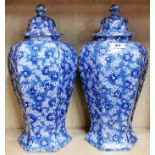 A pair of Leighton pottery jars with lids, H. 43cm.