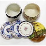 An Edwardian Old Hall fruit bowl (Dia. 76cm) and various ceramic items.