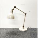 A contemporary adjustable desk lamp.