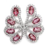 A pair of 925 silver earrings set with oval cut pink topaz, L. 2.3cm.