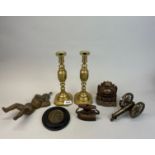 A group of interesting brass, bronze and other items.